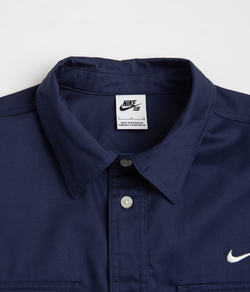 Nike SB Tanglin Short Sleeve Shirt in Midnight Navy and Coconut Milk