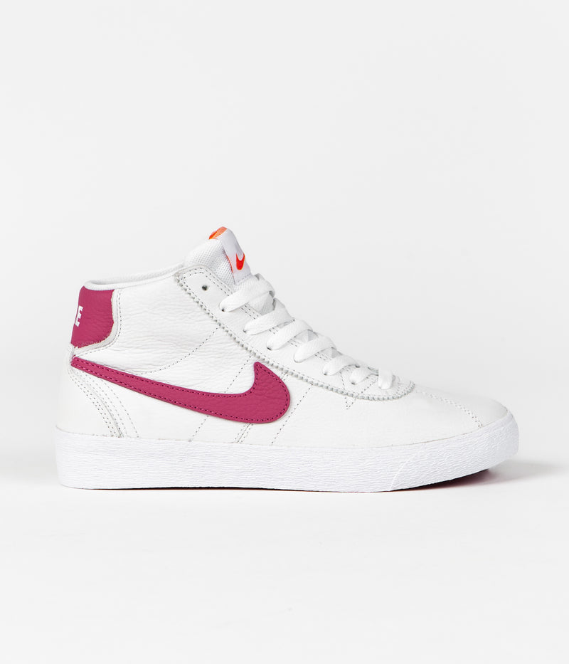 Nike SB Womens Bruin High Shoes in White and Sweet Beet and White - Sweet Beet