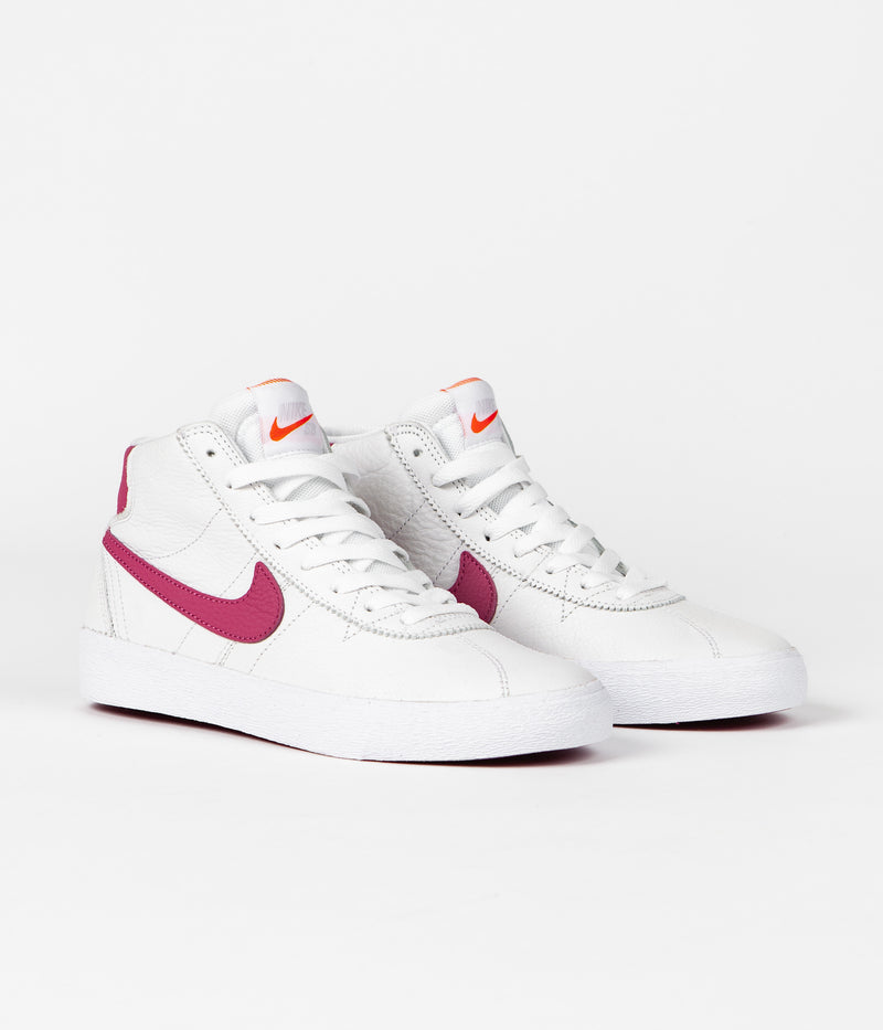 Nike SB Womens Bruin High Shoes in White and Sweet Beet and White - Sweet Beet