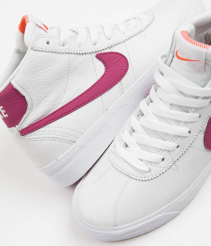 Nike SB Womens Bruin High Shoes in White and Sweet Beet and White - Sweet Beet