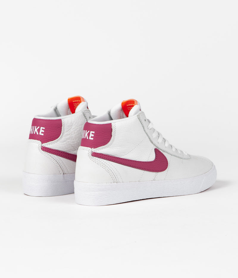 Nike SB Womens Bruin High Shoes in White and Sweet Beet and White - Sweet Beet