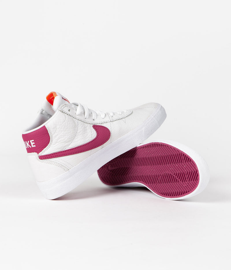Nike SB Womens Bruin High Shoes in White and Sweet Beet and White - Sweet Beet
