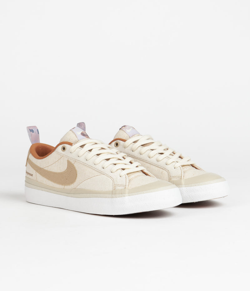 Nike SB x Doyenne Blazer Low Shoes in Coconut Milk and Rattan and Limestone - Rattan