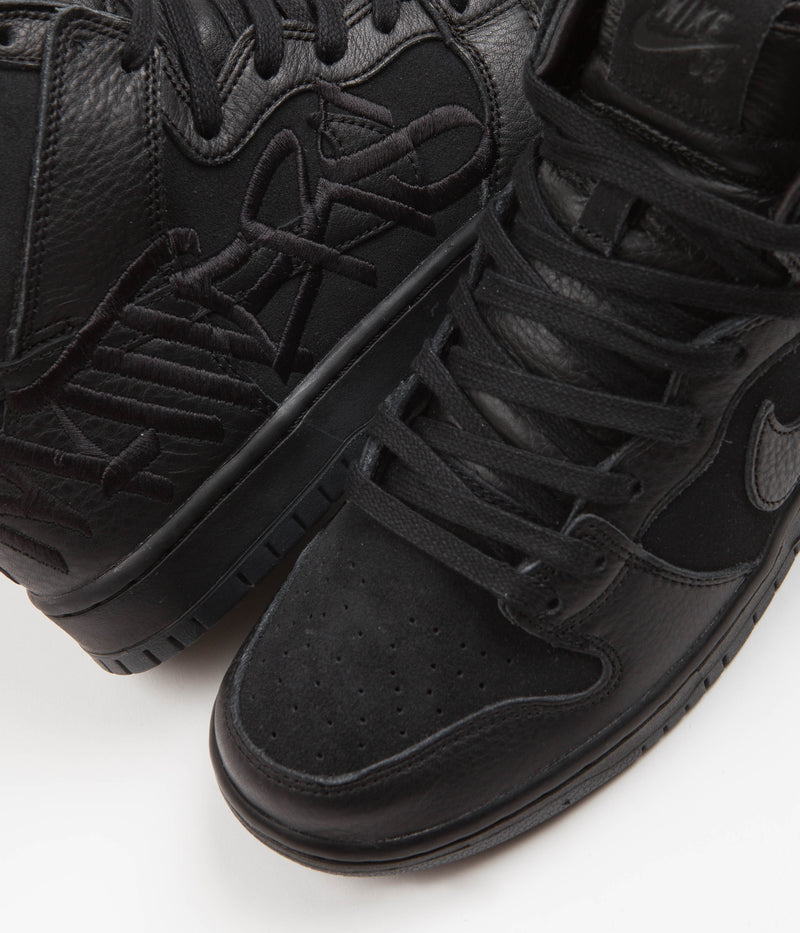 Nike SB x FAUST Dunk High Pro Shoes in Black and Black and Metallic Gold