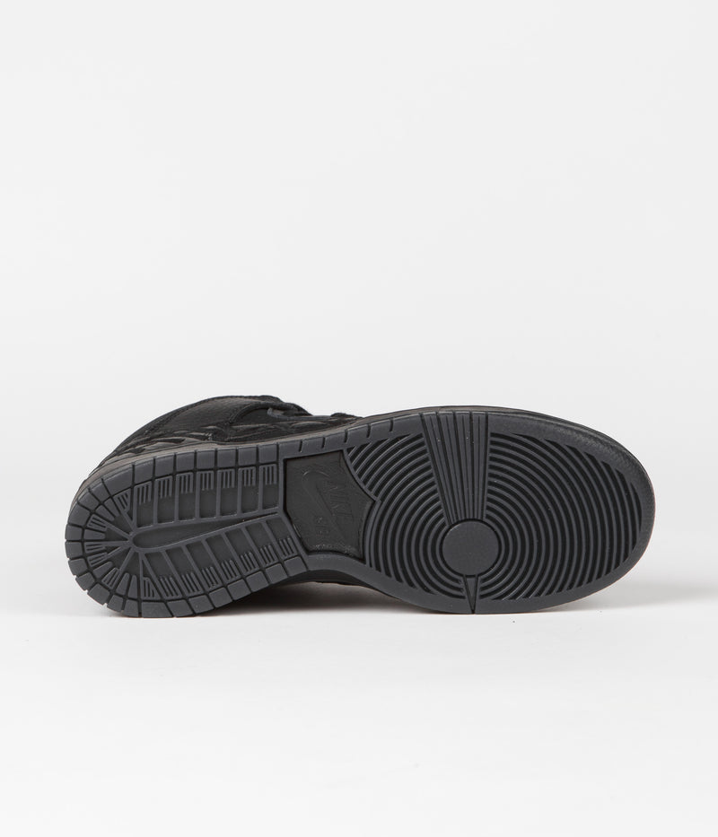 Nike SB x FAUST Dunk High Pro Shoes in Black and Black and Metallic Gold