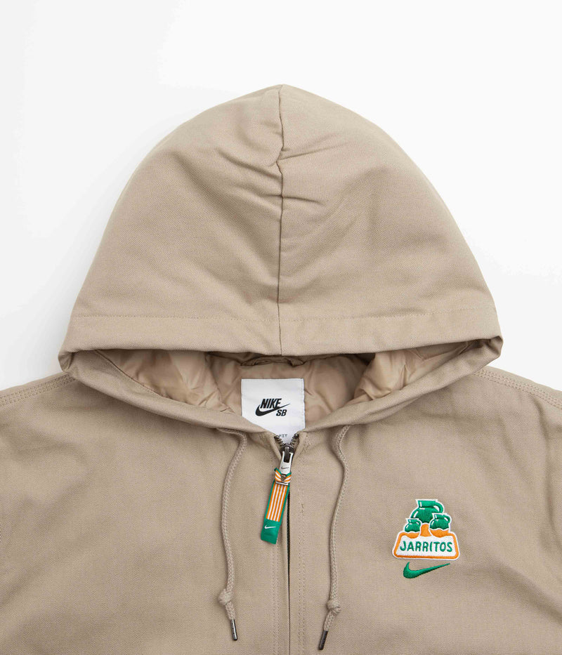 Nike SB x Jarritos Full Zip Hooded Jacket in Khaki and Malachite / Malachite