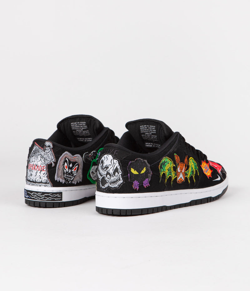 Nike SB x Neckface Dunk Low Pro Shoes in Black and White and Multicolour