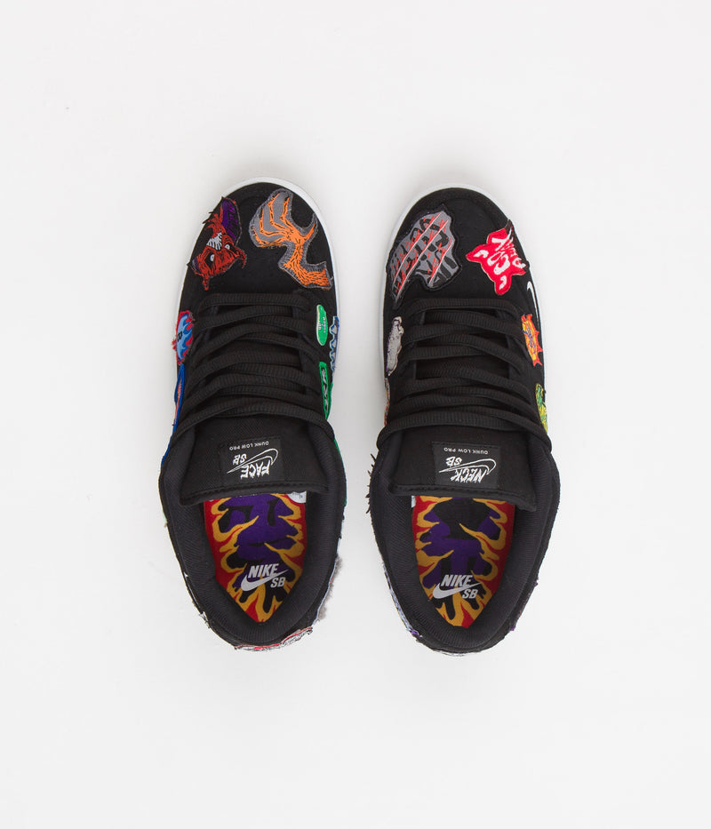 Nike SB x Neckface Dunk Low Pro Shoes in Black and White and Multicolour