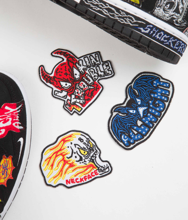 Nike SB x Neckface Dunk Low Pro Shoes in Black and White and Multicolour