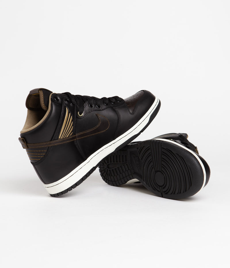 Nike SB x Pawnshop Dunk High OG Shoes in Black and Black and Metallic Gold