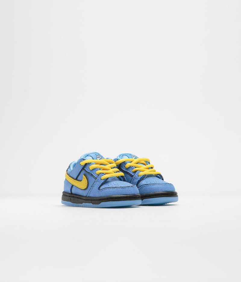 Nike SB x Powerpuff Girls Dunk Low Pro 'Bubbles' (Toddler) Shoes in University Blue and Tour Yellow