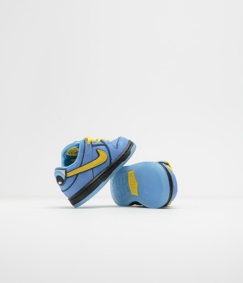 Nike SB x Powerpuff Girls Dunk Low Pro 'Bubbles' (Toddler) Shoes in University Blue and Tour Yellow