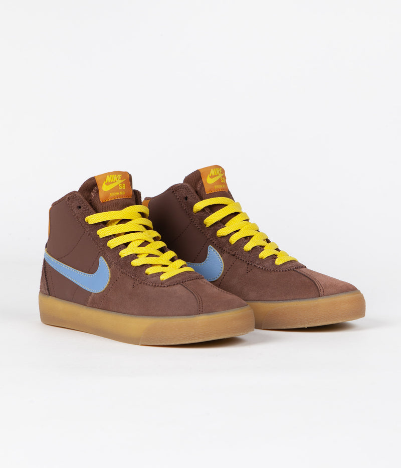 Nike SB x Why So Sad? Womens Bruin High Premium Shoes in Light Chocolate and Light Blue and Monarch