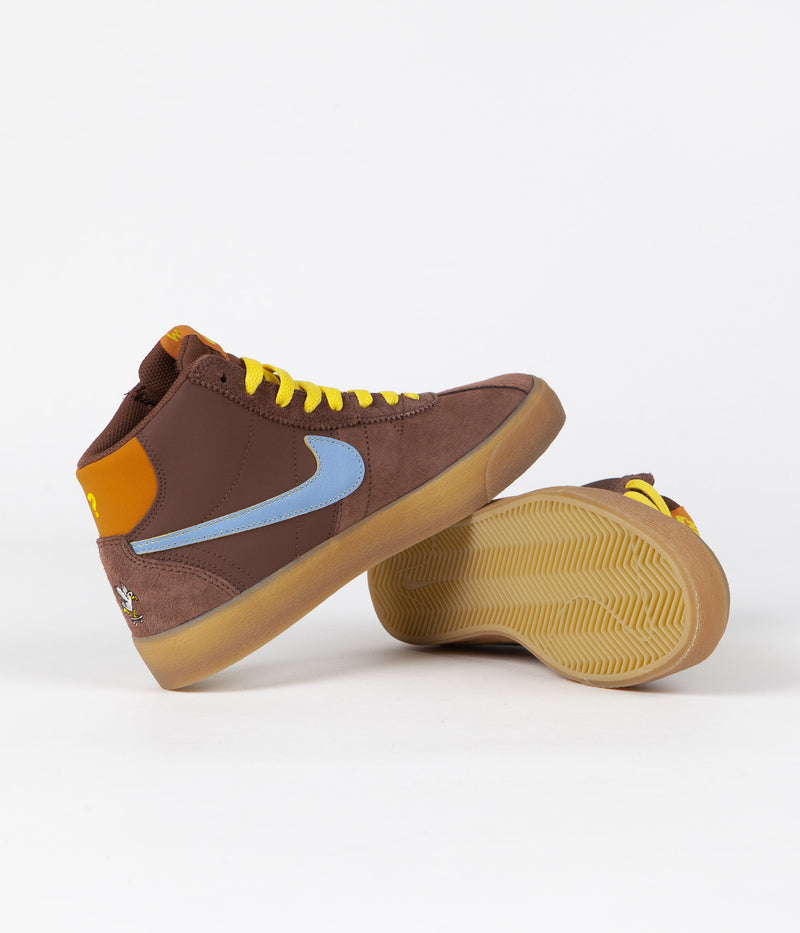 Nike SB x Why So Sad? Womens Bruin High Premium Shoes in Light Chocolate and Light Blue and Monarch