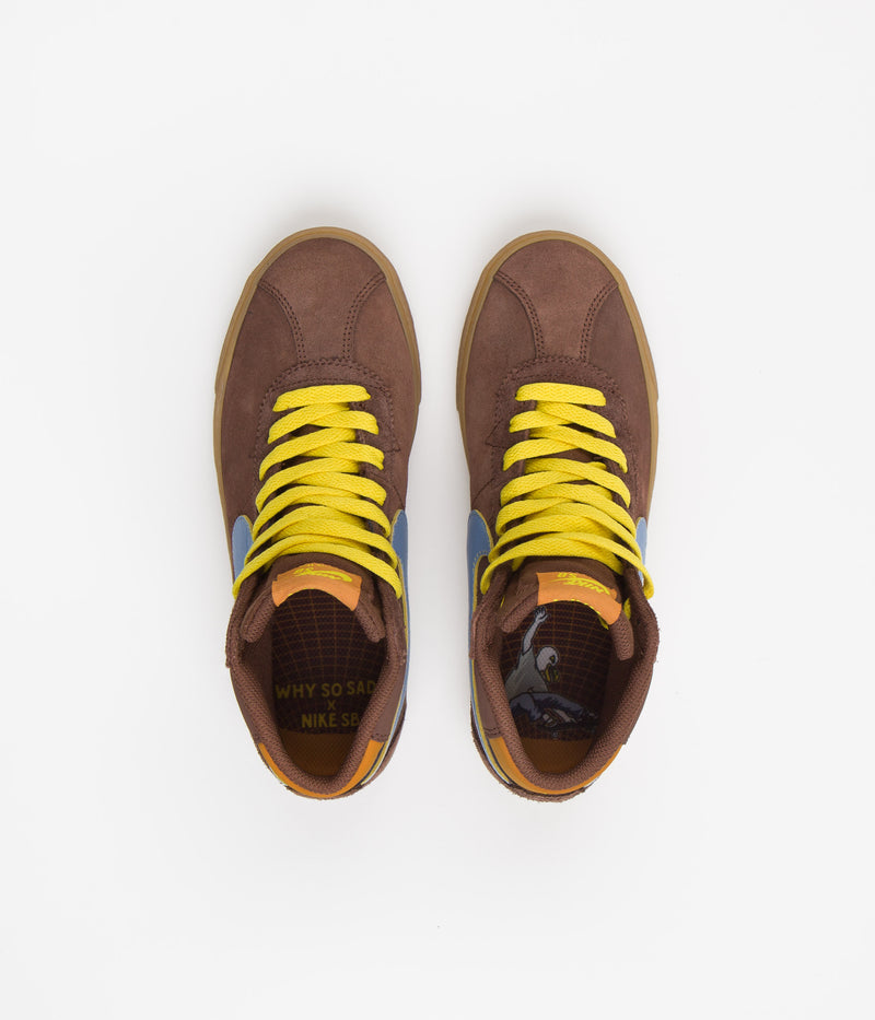 Nike SB x Why So Sad? Womens Bruin High Premium Shoes in Light Chocolate and Light Blue and Monarch