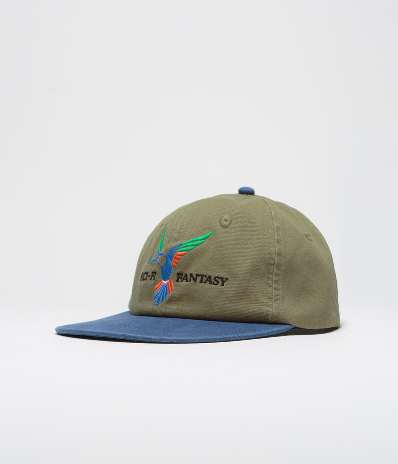 Sci-Fi Fantasy Humming Bird Cap in Olive and Navy