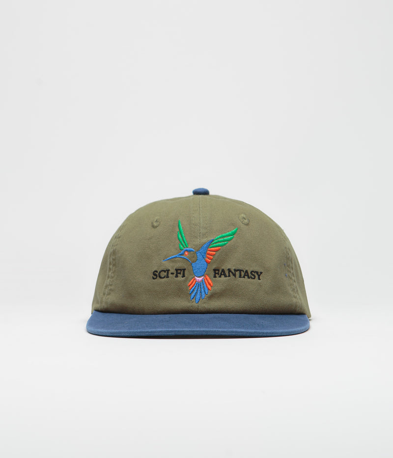 Sci-Fi Fantasy Humming Bird Cap in Olive and Navy