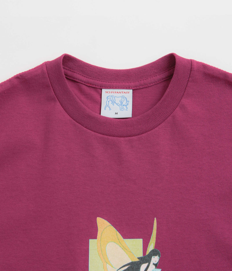Sci-Fi Fantasy Moth Girl T-Shirt in Berry