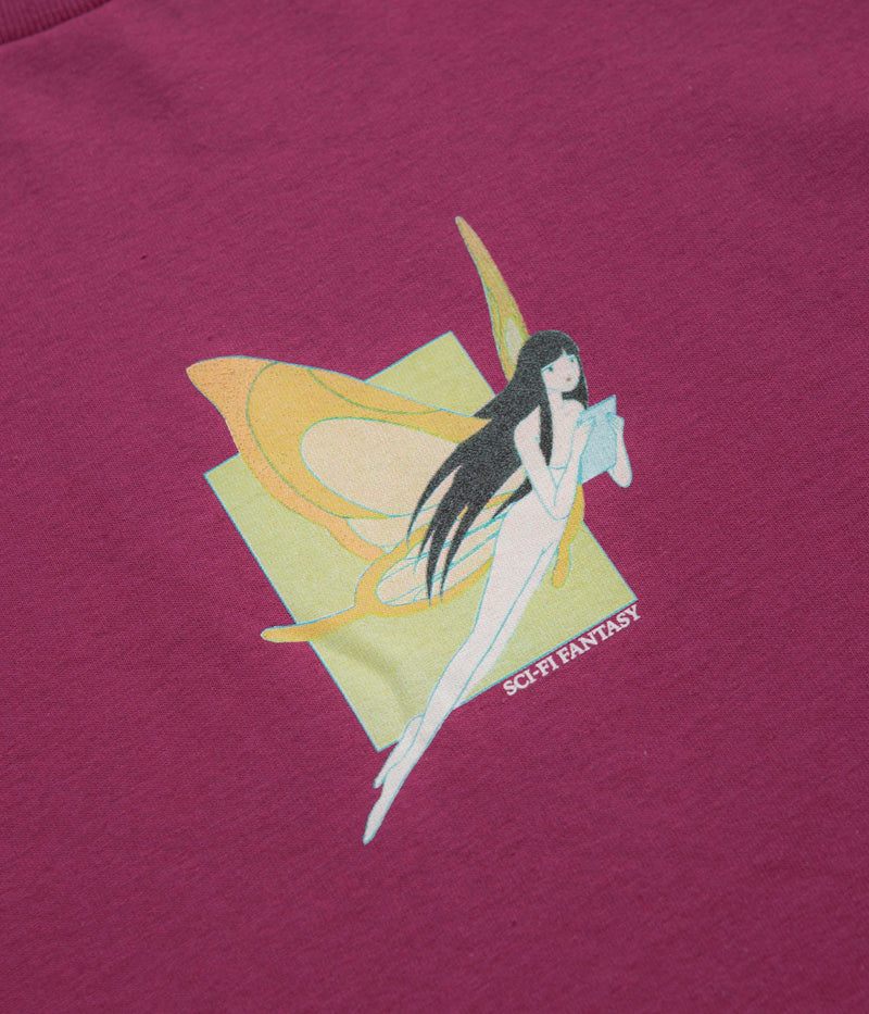 Sci-Fi Fantasy Moth Girl T-Shirt in Berry