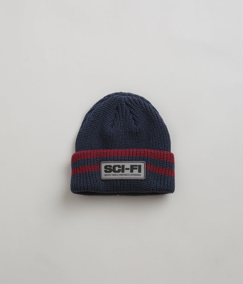 Sci-Fi Fantasy Reflective Patch Beanie in Navy and Red