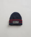 Sci-Fi Fantasy Reflective Patch Beanie in Navy and Red