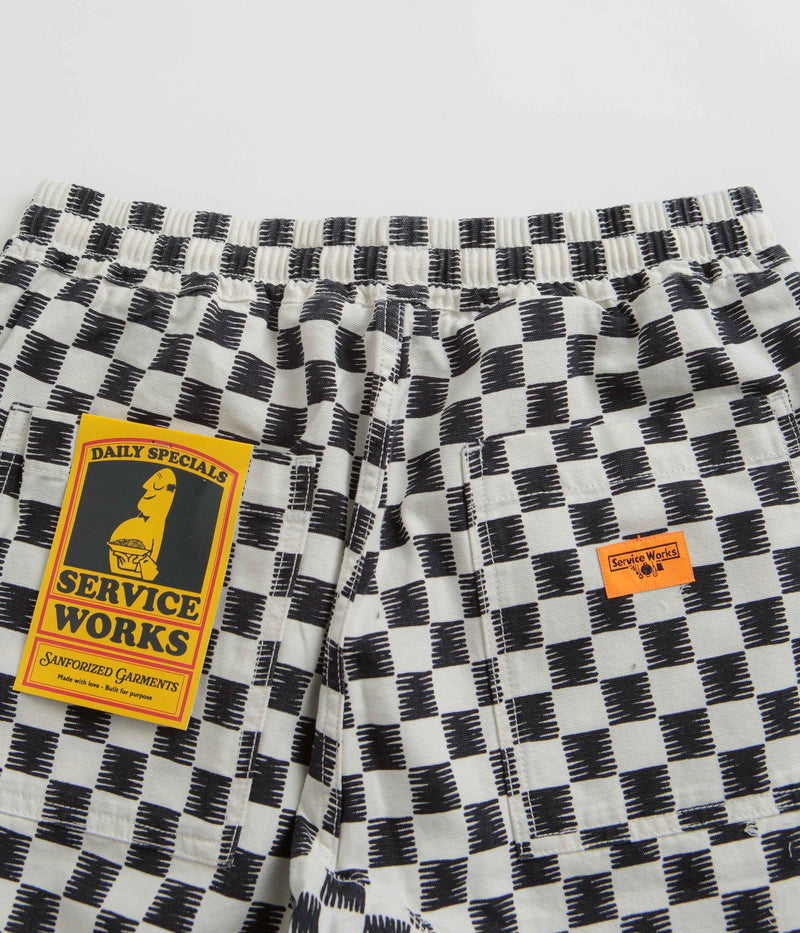 Service Works Classic Chef Shorts in Black and White Checker