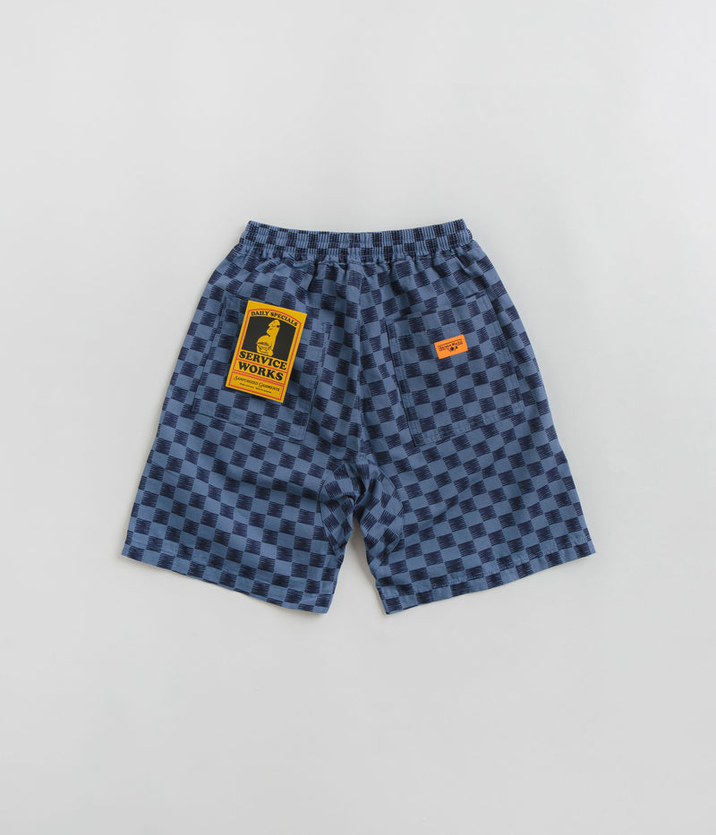 Service Works Classic Chef Shorts in Blue Checker