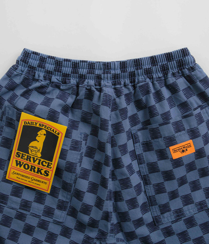 Service Works Classic Chef Shorts in Blue Checker