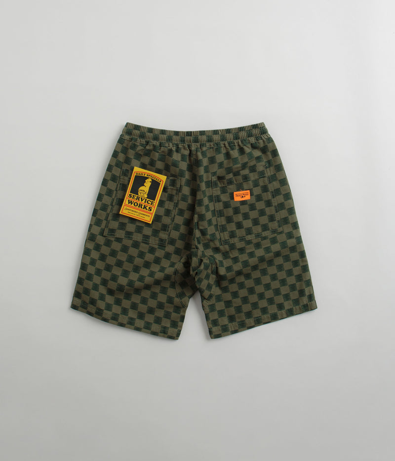 Service Works Classic Chef Shorts in Green Checker