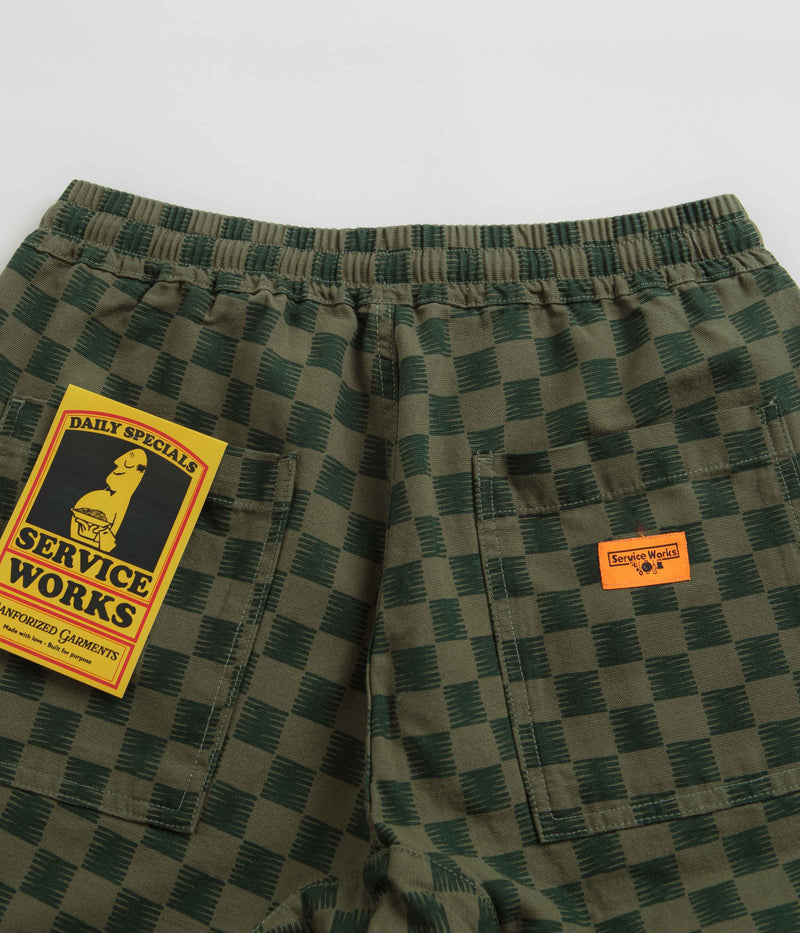 Service Works Classic Chef Shorts in Green Checker