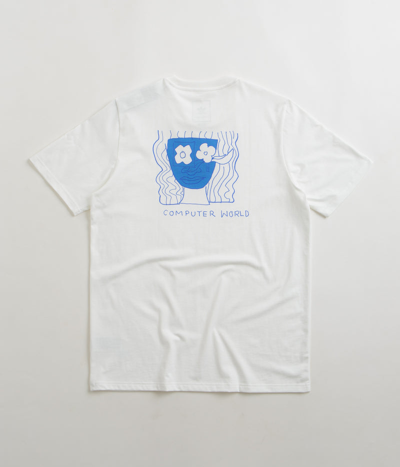 Adidas Shmoofoil Art T-Shirt in White and Bluebird / Royal Blue