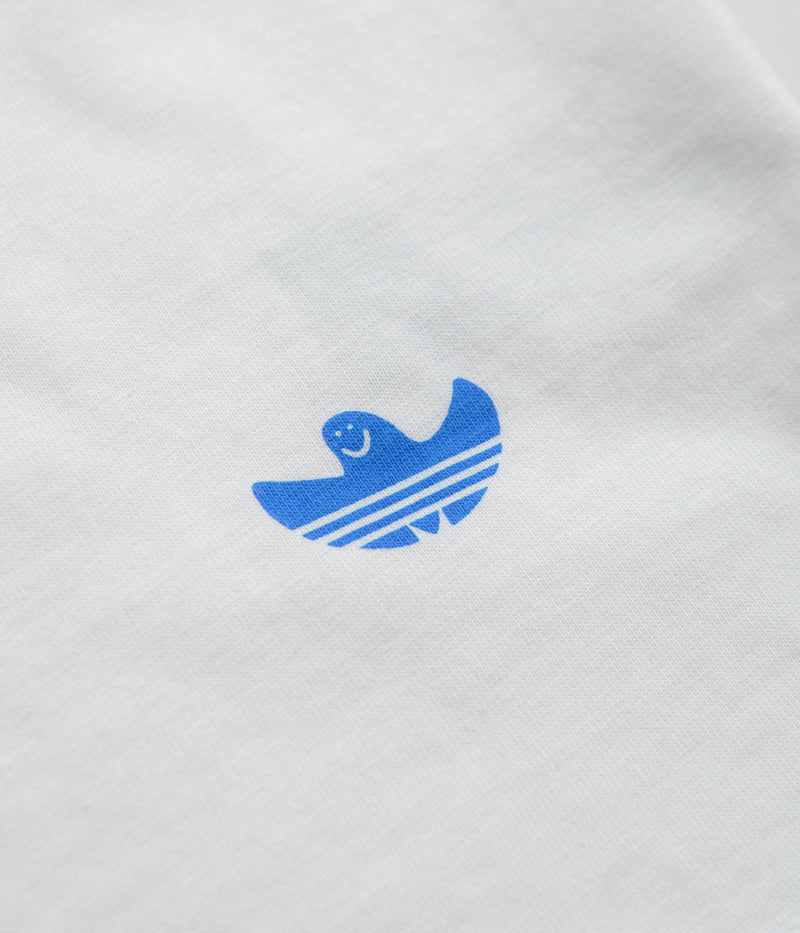 Adidas Shmoofoil Art T-Shirt in White and Bluebird / Royal Blue