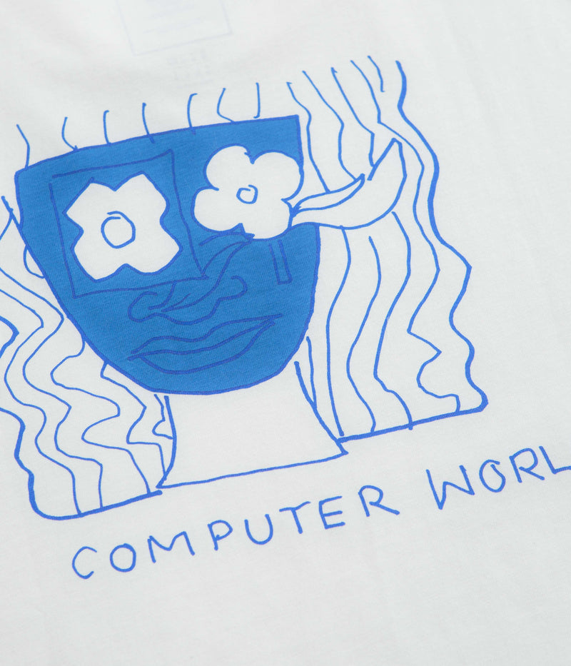 Adidas Shmoofoil Art T-Shirt in White and Bluebird / Royal Blue