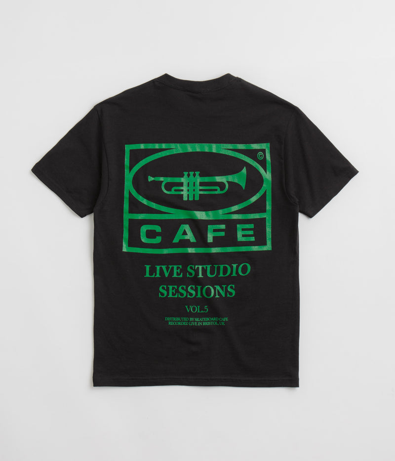 Skateboard Cafe 45 T-Shirt in Black and Forest Green