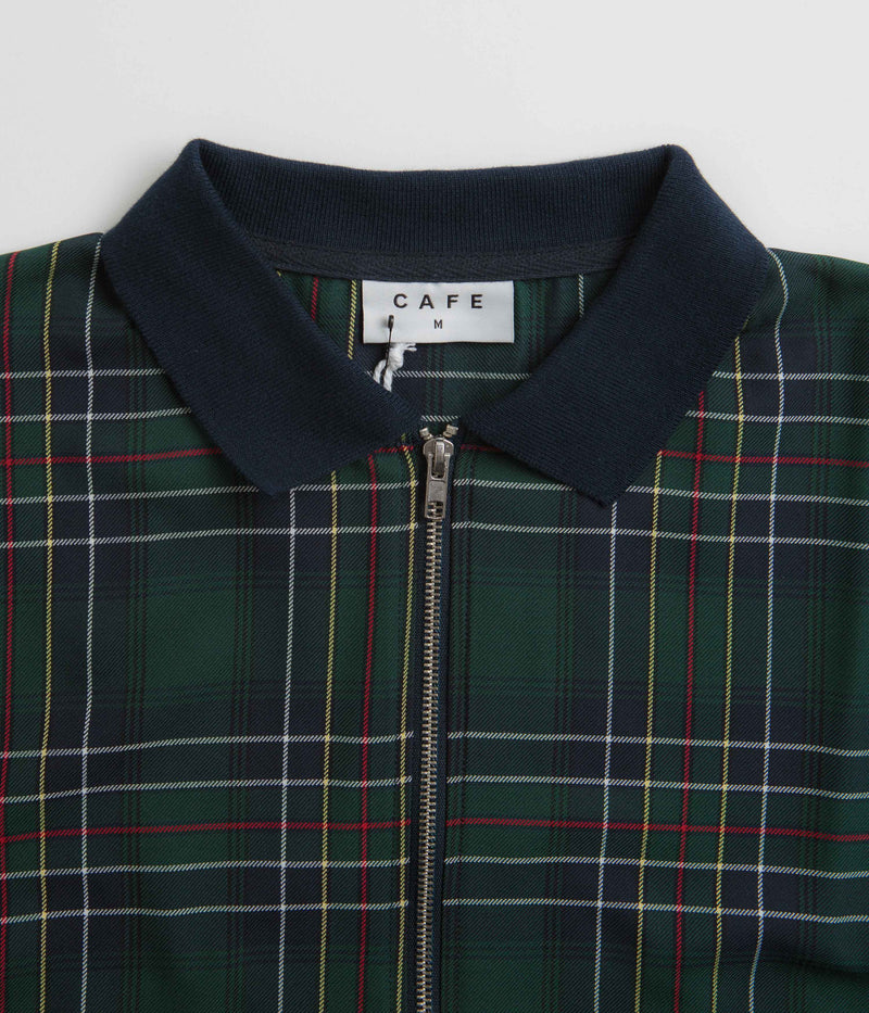 Skateboard Cafe Ogilvie Hunting Tartan Full Zip Shirt in Green and Navy