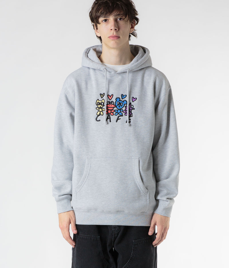 Skateboard Cafe Pals Hoodie in Heather Grey