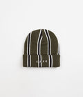 Skateboard Cafe Vertical Stripe Beanie in Olive and Black / White