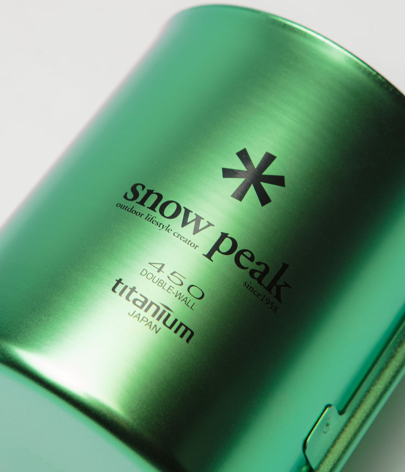 Snow Peak Titanium Double Wall 450ml Mug in Anodized Ocean Green