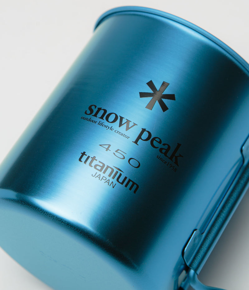 Snow Peak Titanium Single Wall 450ml Mug in Anodized Blue