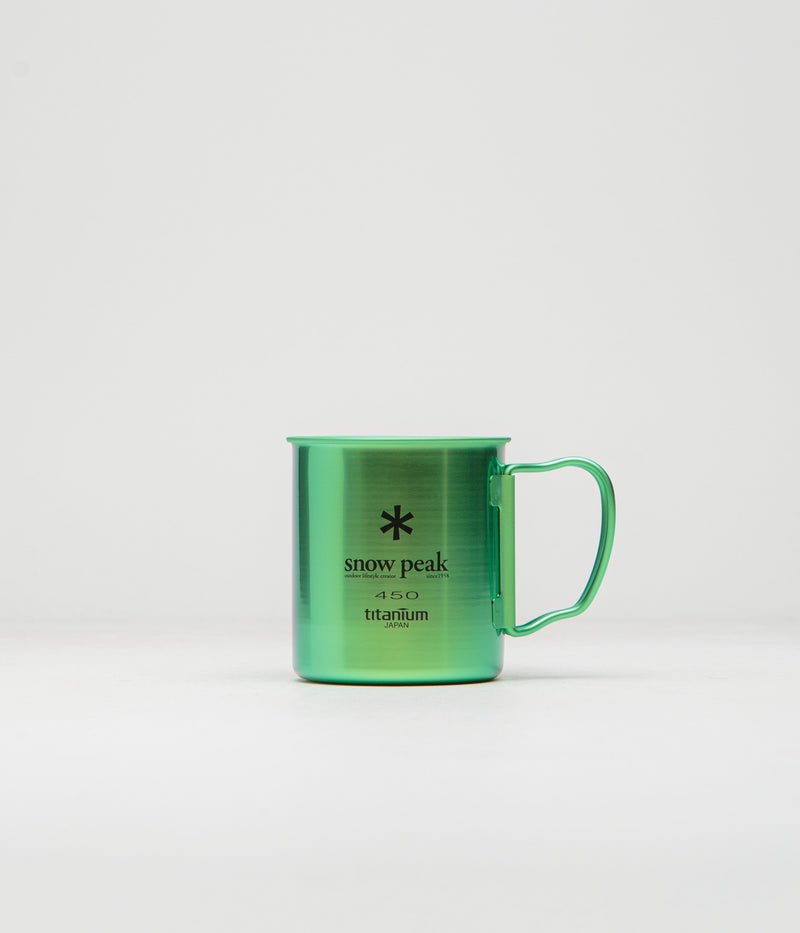 Snow Peak Titanium Single Wall 450ml Mug in Anodized Ocean Green
