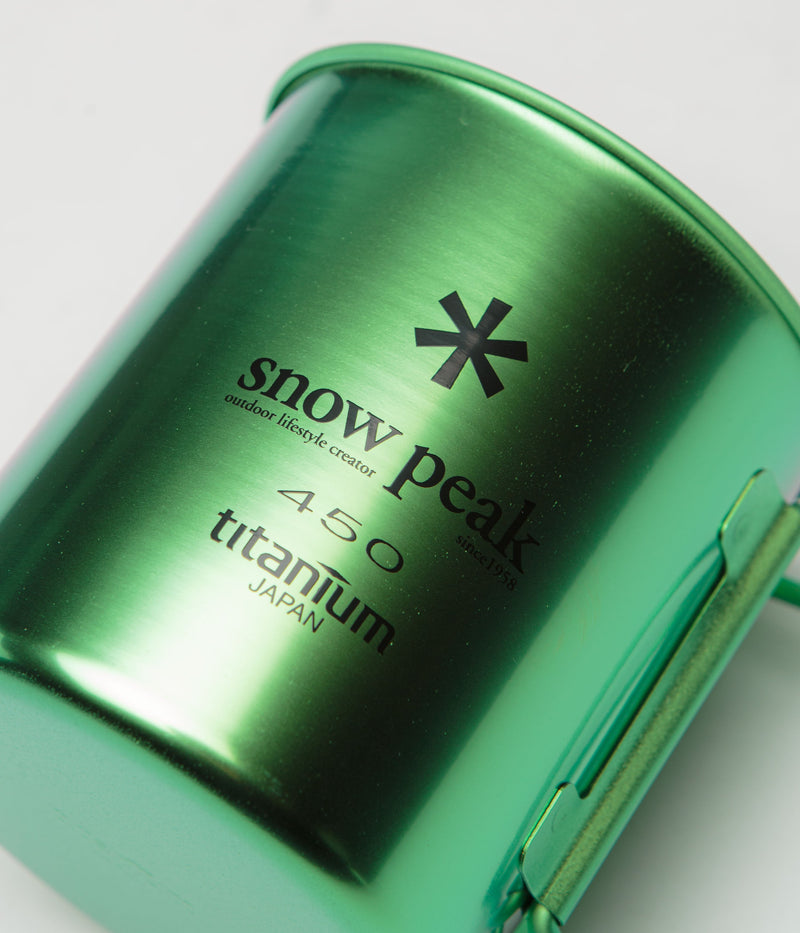 Snow Peak Titanium Single Wall 450ml Mug in Anodized Ocean Green