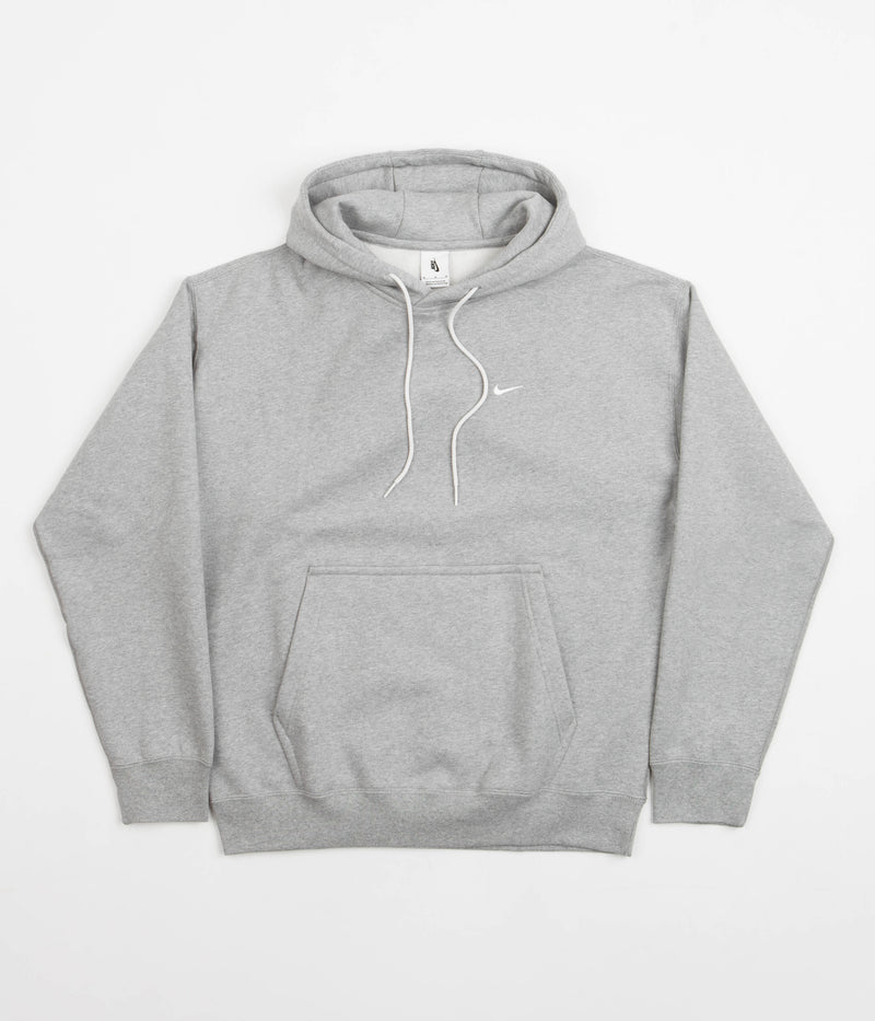 Nike Solo Swoosh Fleece Hoodie in Dark Grey Heather and White