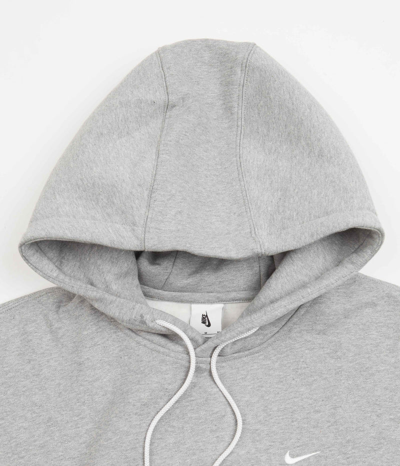 Nike Solo Swoosh Fleece Hoodie in Dark Grey Heather and White