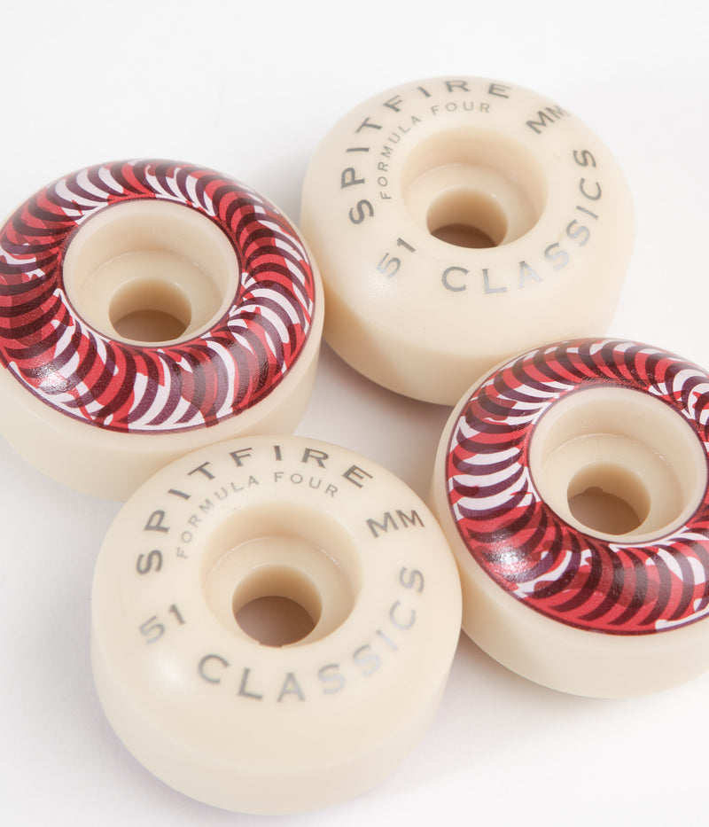 Spitfire Formula Four Camo Classics 99DU Wheels in Red and 51mm