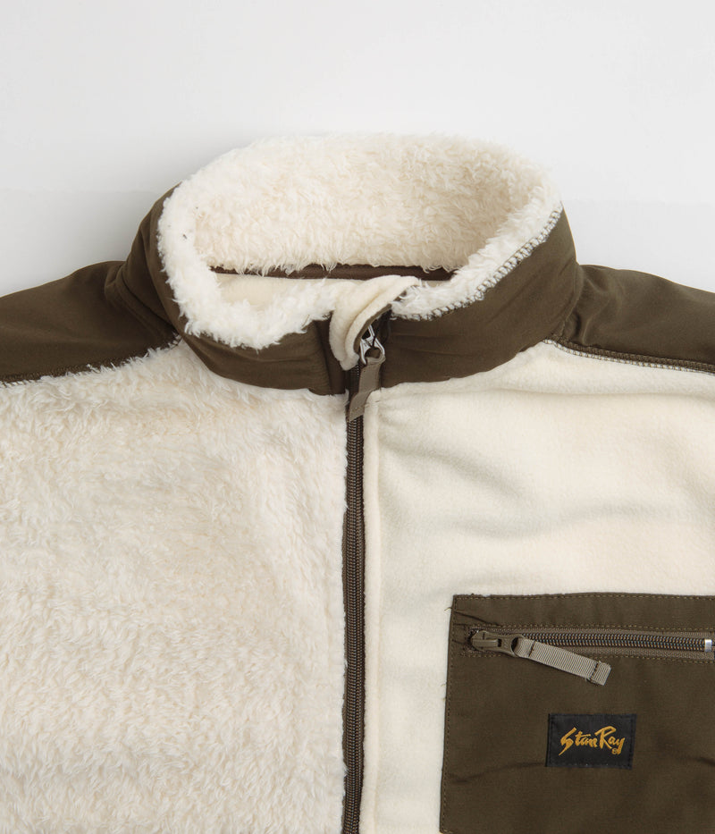 Stan Ray Patchwork Fleece Jacket in Natural and Olive