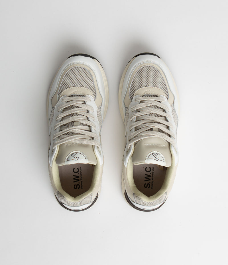 Stepney Workers Club Amiel S-Strike Leather Shoes in White and Ecru