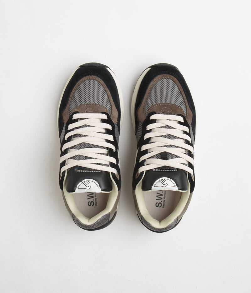 Stepney Workers Club Amiel S-Strike Suede Shoes in Black and Grey