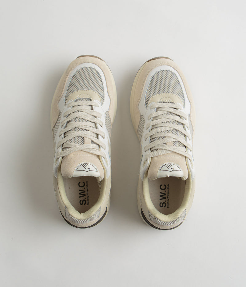 Stepney Workers Club Amiel S-Strike Suede Shoes in White Ecru
