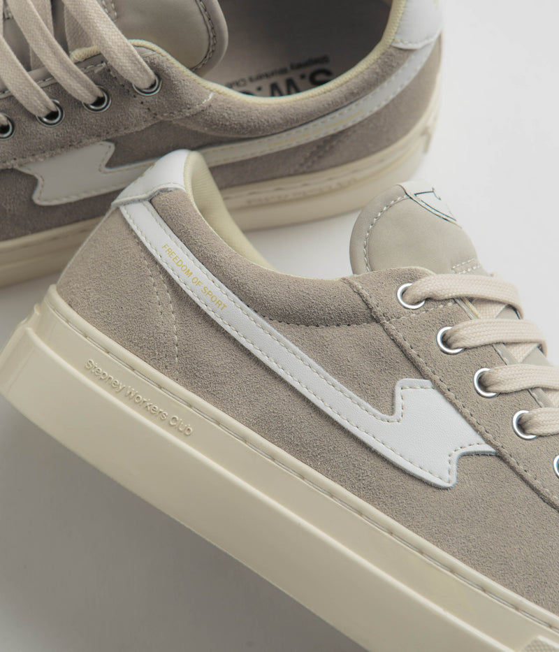 Stepney Workers Club Dellow S-Strike Cup Suede Shoes in Light Grey and White
