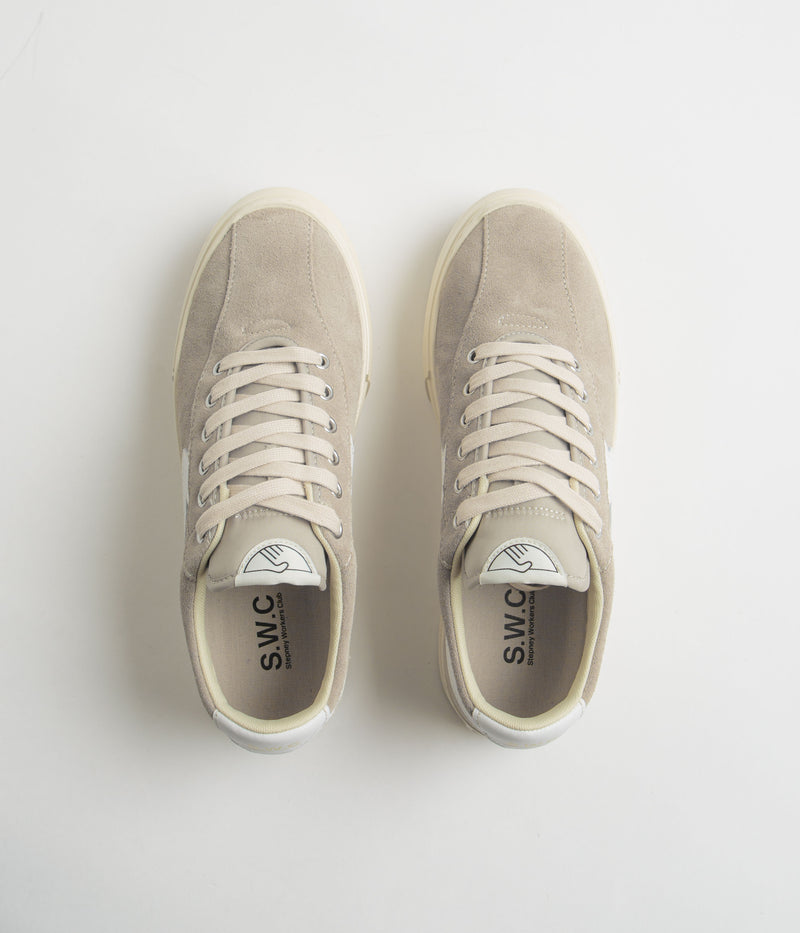 Stepney Workers Club Dellow S-Strike Cup Suede Shoes in Light Grey and White